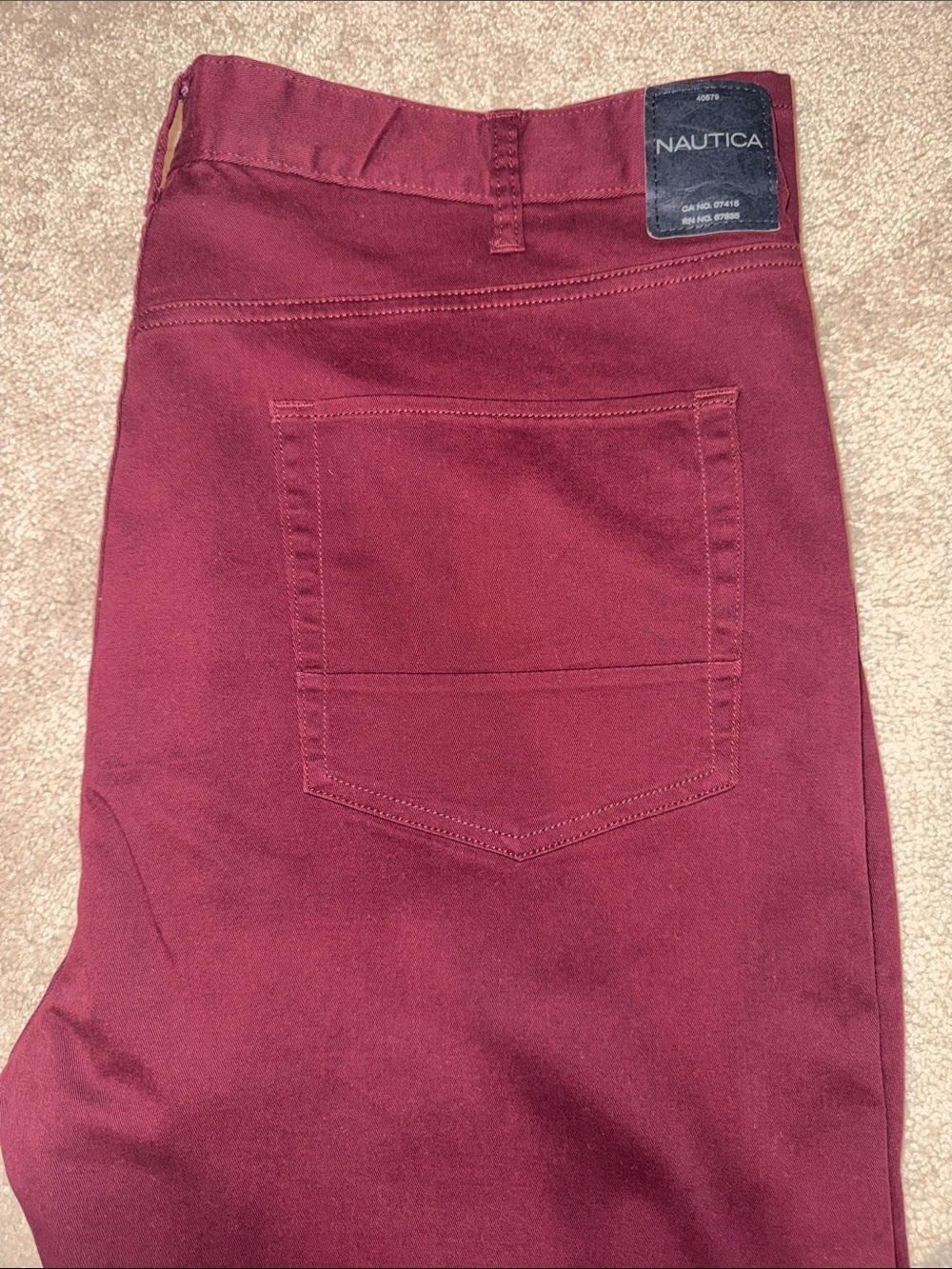 Nautica Men's Straight Fit Chinos in Burgundy - Picture 6 of 8